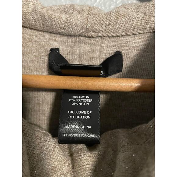 Ali Miles Sweater Womens XL Beige Glitter Knit Cowl Neck Button Back Tunic Top - Picture 4 of 8